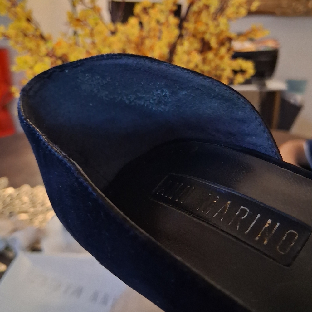 Ann Marino Fine Leather Suede Black And Grey Cobra Cutout Stilettos Size 7.5 - Picture 5 of 8
